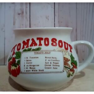 Vintage 1970's TOMATO SOUP Collectible Recipe Soup Mug Bowl - 16 ounce